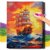 Алмазная живопись 5D с рамкой Алмазная вышивка большой корабль мозаика 40x50 см