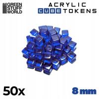 Znaczniki Green Stuff World Acrylic Cube Tokens 8 mm Niebieskie