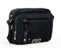 MONNARI Pojemna czarna torebka listonoszka Dwie komory Kieszonki Pasek