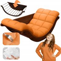 FOTEL WYPOCZYNKOWY 2W1 BUJANY STOLIK I FOTEL POMARAŃCZ DO SALONU LEŻANKA