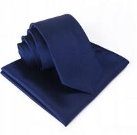 Мужской галстук темно-синий гладкий нагрудный платок
