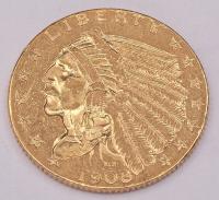 Złota moneta 2.5 dolara pr 900, 4.16 g, 1908
