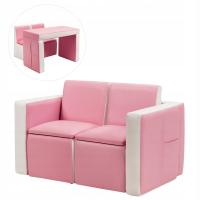 Детский диван со столом и креслами розовый