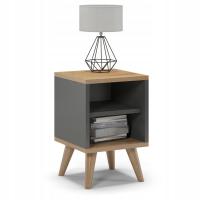 Тумбочка графитовая тумбочка на деревянных ножках 30 см Открытая