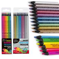 KIDEA ТРЕУГОЛЬНЫЕ ШКОЛЬНЫЕ КАРАНДАШИ, 16 ЦВЕТОВ: 6 X НЕОНОВЫЕ 10 X МЕТАЛЛИЧЕСКИЕ