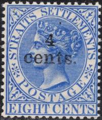 kol.bryt.Straits Settlements QV 4 c.czysty **