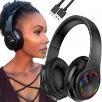 Słuchawki bezprzewodowe EMAVO nauszne czarne z mikrofonem Bluetooth 30 h