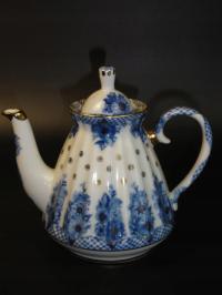 RĘCZNIE MALOWANY, PORCELANOWY DZBANEK DO KAWY ŁOMONOSOW