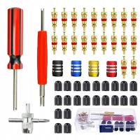 ZESTAW NAPRAWCZY WENTYLI 48 ELEMENTÓW KLUCZ WENTYLE CZAPKI POJEMNIK