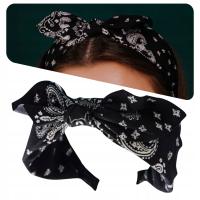 Широкая головная повязка для волос черная удобная с бантом pin up модная