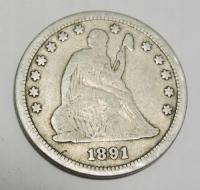 USA quarter 25 cents 1891 Liberty Seated