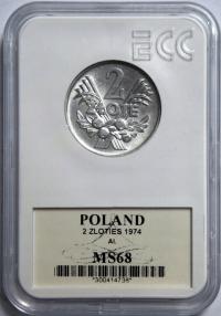 2 ZŁ JAGODY 1974 GCN MS68