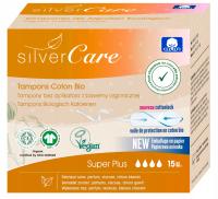 Tampony SuperPlus (bez aplik.) Silver Care BIO 100% bawełna organicz. 15szt