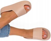 РЕЗИНОВЫЕ ШЛЕПАНЦЫ ТОЛСТАЯ ПОДОШВА БЕЖЕВЫЙ