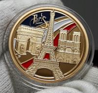 Francja ,Paryż ,Wieża Eiffla ,Tour Eiffel ,Medal pamiątkowy ,pozłacany, # 2