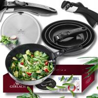 GERLACH ZESTAW PATELNI STALOWYCH INDUKCJA GAZ 20/24/28 CM SMART +RĄCZKA