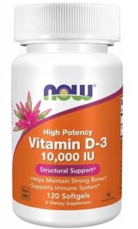 NOW FOODS Witamina D3 10000IU 250mcg 120 softgel D-3 10tyś 250mcg Odporność