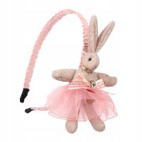 Лента для волос Кролик кролик для девочки узкая рябь розовая