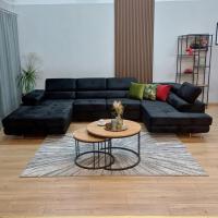 Narożnik rogówka do salonu rozkładany welur zagłówki regulowane RODOS U