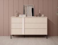 Komoda DAST 138 cm. 6 szuflad beż SELLMEBLE