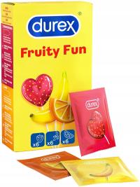 DUREX Fruity Fun Prezerwatywy Smakowe Zapachowe Mix Truskawka Banan 18 szt