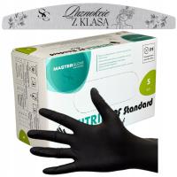 Rękawiczki Nitrylowe CZARNE BLACK S 100szt bezpudrowe bezlateksowe + PILNIK