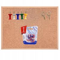 Tablica korkowa 90x60cm drewniana + pinezki 30 szt