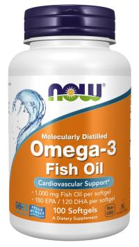 NOW Foods Omega-3 Molecularly Distilled 1000mg 180mg EPA 120mg DHA 100softg