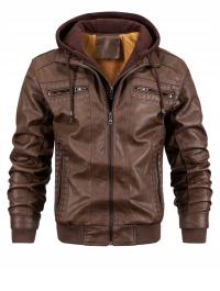 MODNA KURTKA ZIMOWA MĘSKA SKÓRZANA JESIENNA OCIEPLANA