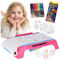 STOLIK PROJEKTOR DLA DZIECI RZUTNIK DO RYSOWANIA MALOWANIA SZABLONY MAZAKI