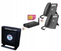 Centrala telefoniczna PBX VOIP + Bramka GSM 1 x SIM + 2 telefony VOIP