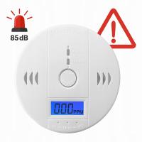 Czujnik czadu tlenku węgla LCD detektor CO alarm dźwiękowy na baterie