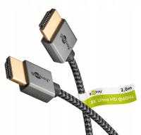 Kabel HDMI Slim, Sharkskin Grey, 4K/60Hz UHD, 2 m