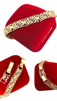 Złota bransoletka z cyrkoniami - kwiaty ażurowe 10mm stal chirurgiczn 23125