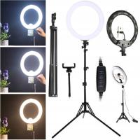 LAMPA PIERŚCIENIOWA LED RING 30CM NA TELEFON TIKTOK ZOOM VLOG +STATYW 2,2M + Statyw do Lampy Pierścieniowej 220cm Składany XXL