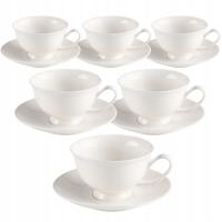 ZESTAW 6SZT FILIŻANEK BIAŁYCH ZE SPODKIEM 6X FILIŻANKA 220ML + SPODEK