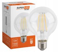 Żarówka LED E27 Filament 12W Edison Ozdobna 80mm średnica duża kula