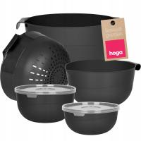 MISKI KUCHENNE Z POKRYWKAMI DURSZLAK CEDZAK Naczynia Miseczki Zestaw 7 el.