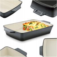 BRYTFANNA Żeliwna PIECZENIA Emaliowana INDUKCJA Szara Konighoffer 39x23x7cm