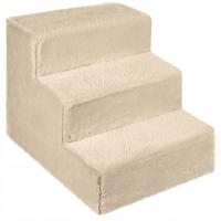 Лестницы для собак 3-ступени с мягкой кремовой лестницей деревянная рама