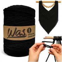 Шнур макраме 5 мм плетеный хлопок 200 м Черный Усик
