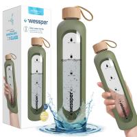Стеклянная бутылка для воды герметичная бутылка для воды 1л 1000 мл Wessper в силиконовом чехле