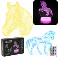 LAMPKA NOCNA DO POKOJU DLA DZIECI LED OZDOBA ŚWIETLNA KONIE RGB 3D USB 5V