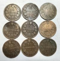 moneta Włochy 10 centesimi 1862 1863 1866 1867 Król Wiktor Emanuel II