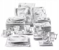 Zastawa serwis obiadowy porcelana MALACASA FLORY marmur 30szt / 6 osób