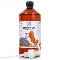 Лососевое масло для собак и кошек Salmon Oil Omega 3 Omega 6 MERSJO 1000 мл