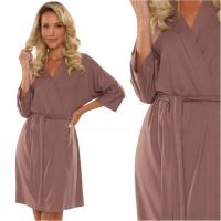 Тонкий женский халат из вискозы de Lafense Visa 871 mocca 40