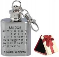 Brelok kalendarz GRAWER piersiówka srebrny prezent dla mamy taty dla pary