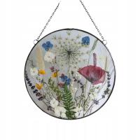 Okrągły dekor 22 cm z suszonymi makami, rękodzieło, prezent dla rodziców