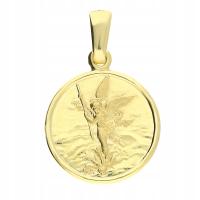 Medalik złoty okrągły z Michałem Archaniołem próba 585
